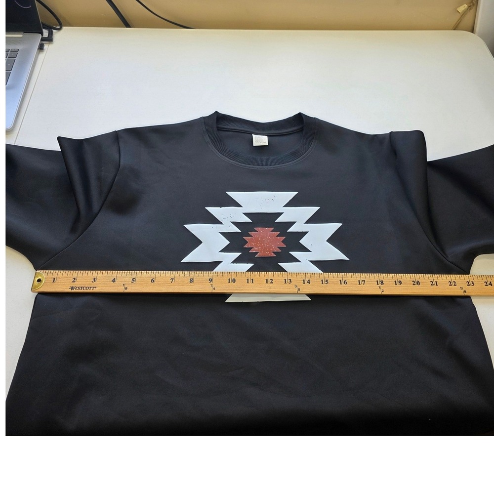 Southwestern Aztec Graphic Sweatshirt Black XL Tribal Print Pullover Crewneck - Picture 4 of 6